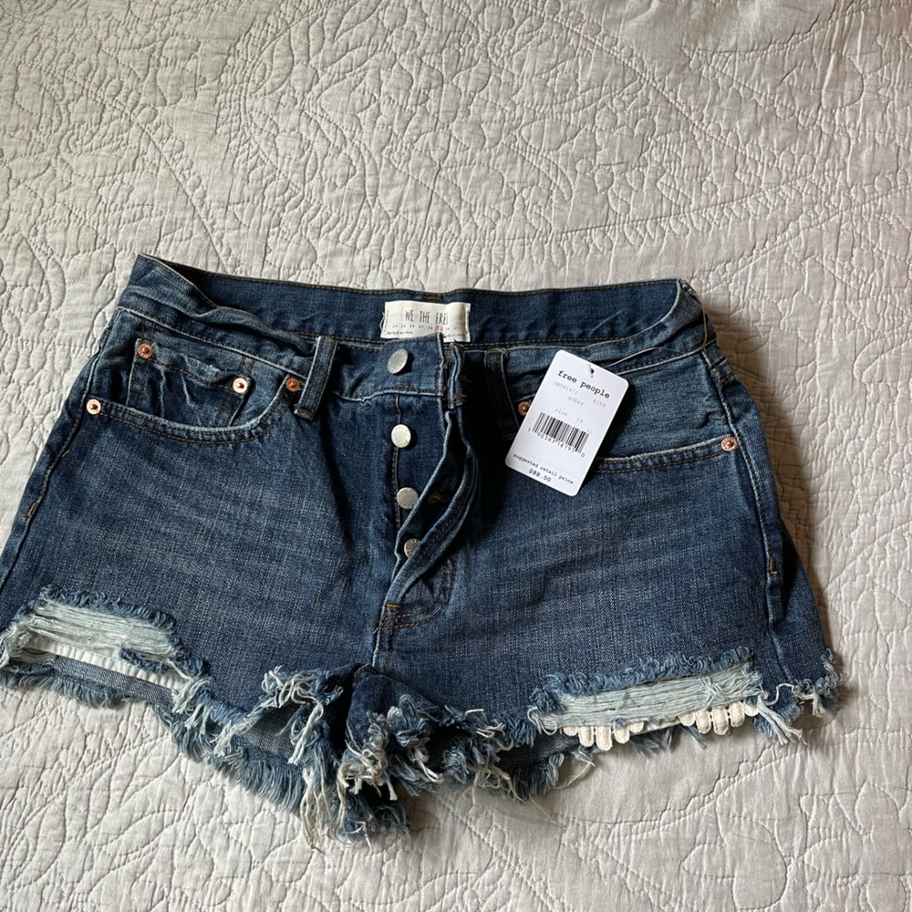 BNWT We the free denim shorts with crochet pocket detail size 29